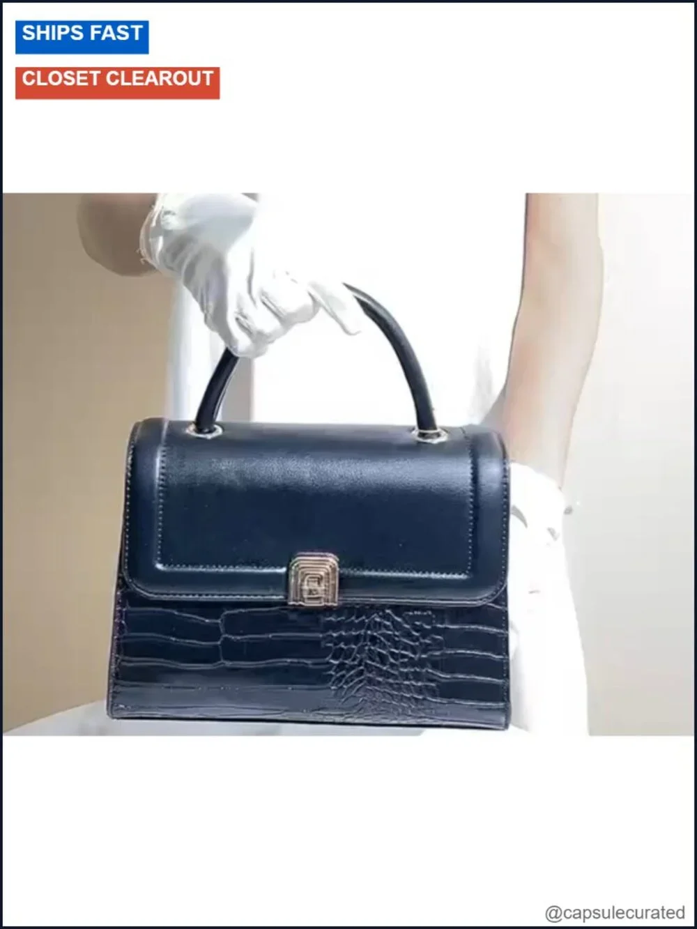 Crocodile Pattern PU Leather Satchel Handbag with Mini Clutch 2-in-1 Set